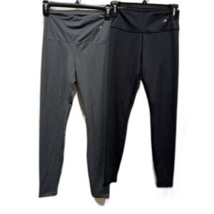 CompressionZ Leggings 2 Pairs Black Gray Solid High Rise Stretch Womens sz Small
